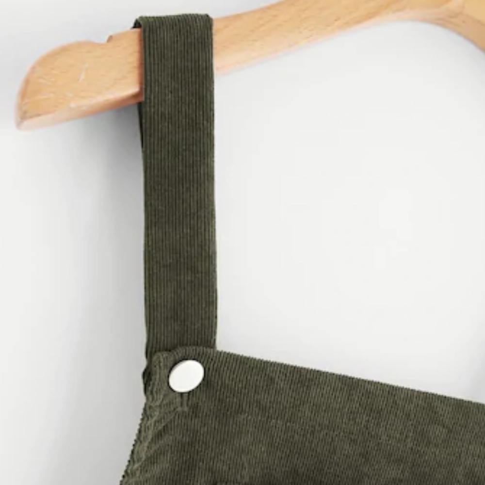 LAST ONE SALE Olive Green Corduroy Overall Dress - Picture 4 of 7